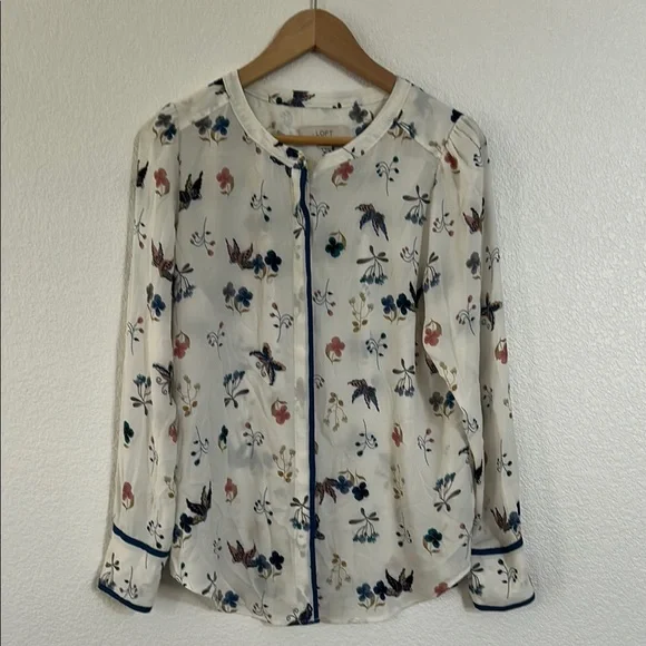 LOFT Floral Blouse - Cream with Multicolor Accents - Picture 2 of 7